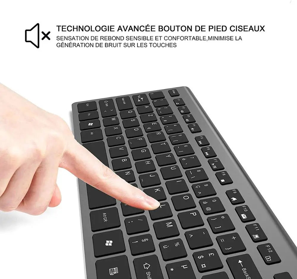 Wireless Keyboard and Mouse Combination, 2.4 Gigahertz Stable Connection Rechargeable Battery, Uk/France/Korean/Spain/Us Layout