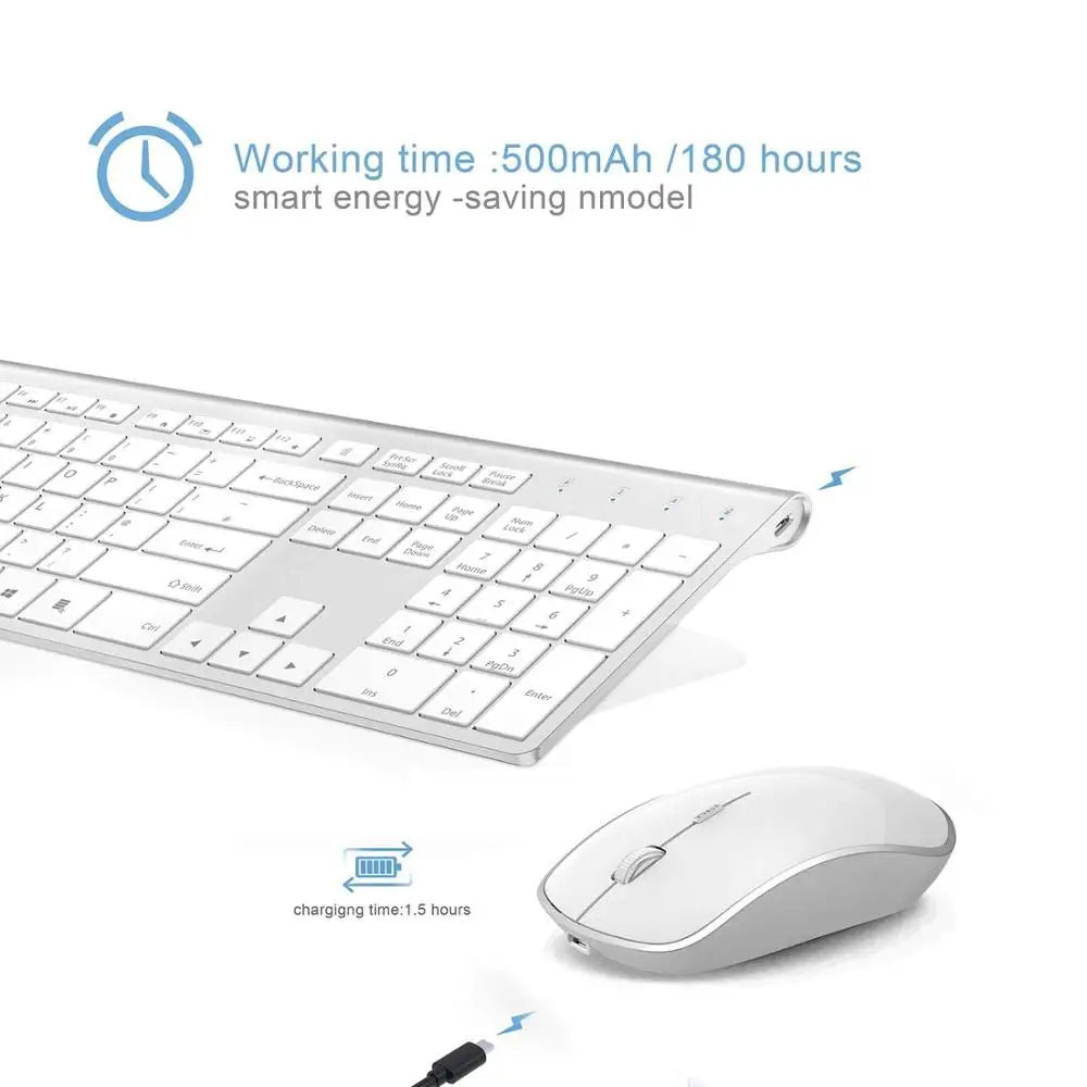 Wireless Keyboard and Mouse Combination, 2.4 Gigahertz Stable Connection Rechargeable Battery, Uk/France/Korean/Spain/Us Layout