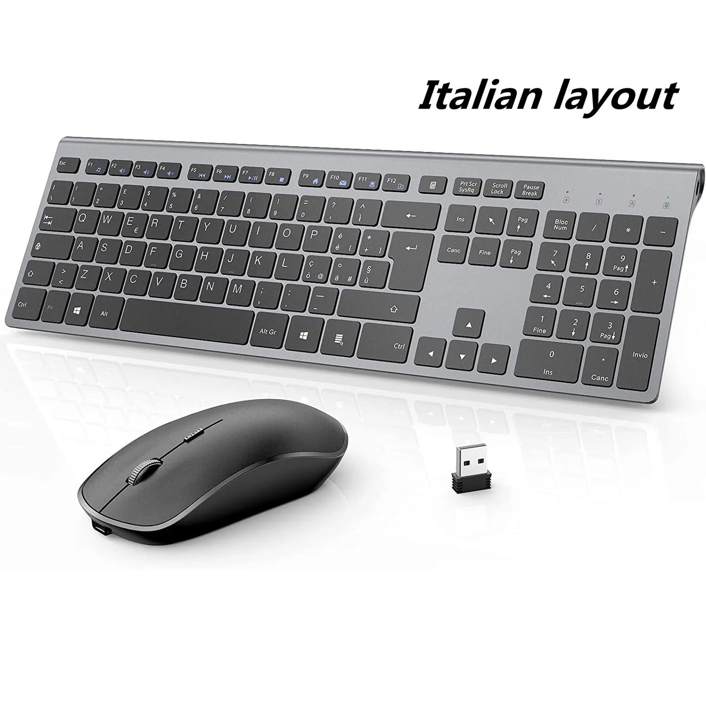 Wireless Keyboard and Mouse Combination, 2.4 Gigahertz Stable Connection Rechargeable Battery, Uk/France/Korean/Spain/Us Layout
