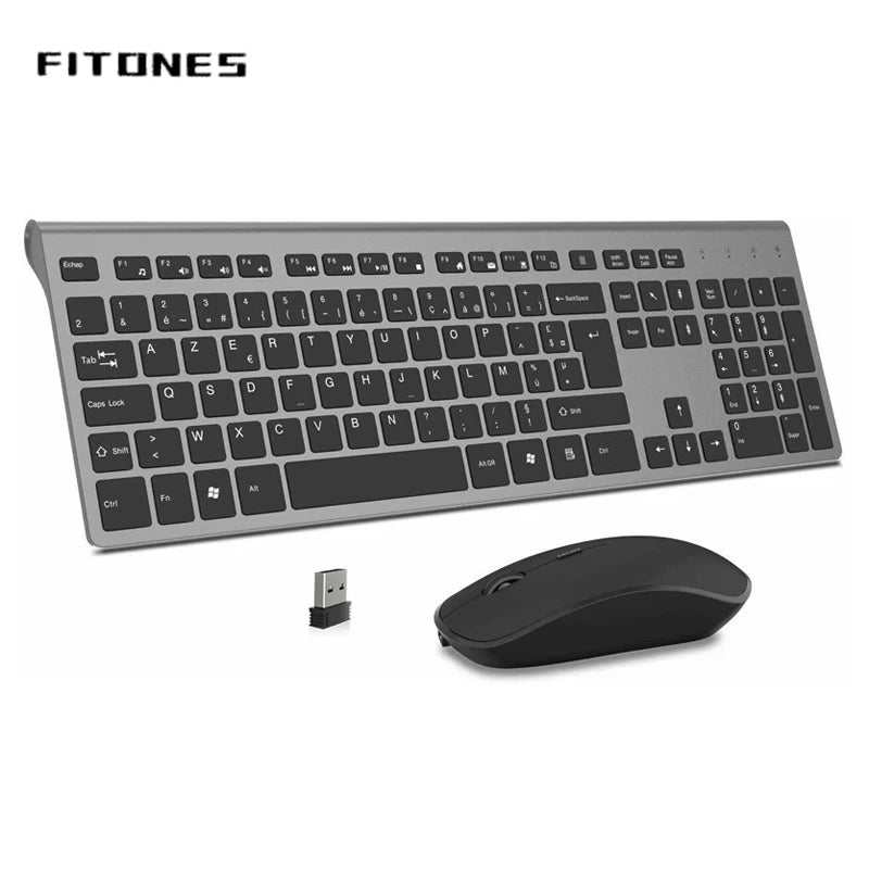 Wireless Keyboard and Mouse Combination, 2.4 Gigahertz Stable Connection Rechargeable Battery, Uk/France/Korean/Spain/Us Layout