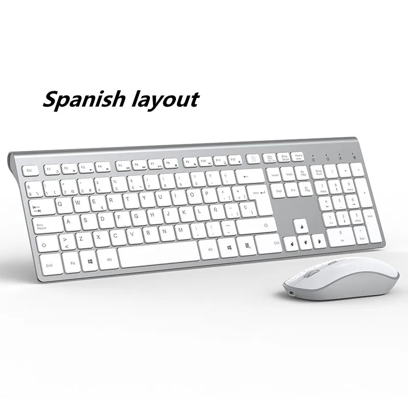 Wireless Keyboard and Mouse Combination, 2.4 Gigahertz Stable Connection Rechargeable Battery, Uk/France/Korean/Spain/Us Layout