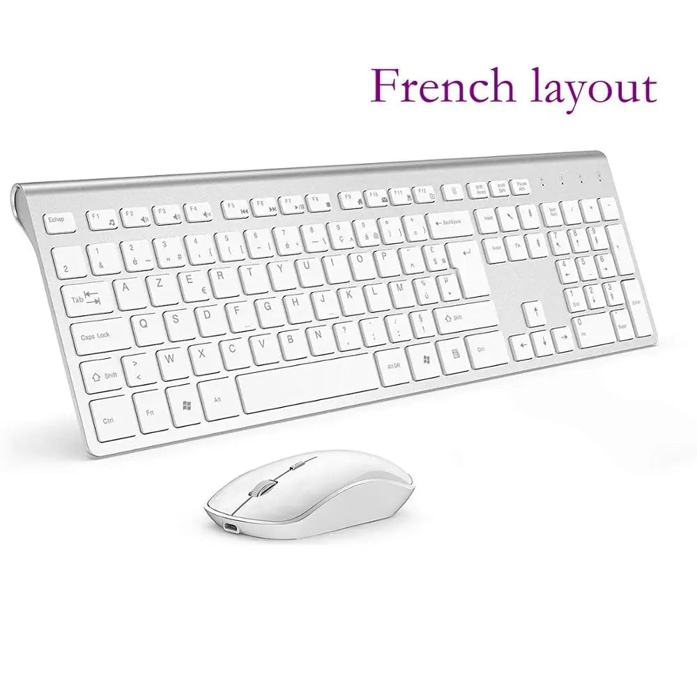 Wireless Keyboard and Mouse Combination, 2.4 Gigahertz Stable Connection Rechargeable Battery, Uk/France/Korean/Spain/Us Layout