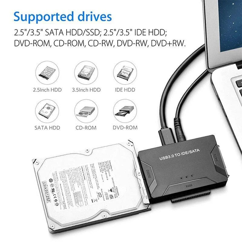 SATA to USB 3.0 IDE Adapter USB 3.0 2.0 SATA for 2.5 3.5 Hard Disk Drive HDD SSD Converter IDE SATA Adapter Cable for Laptops