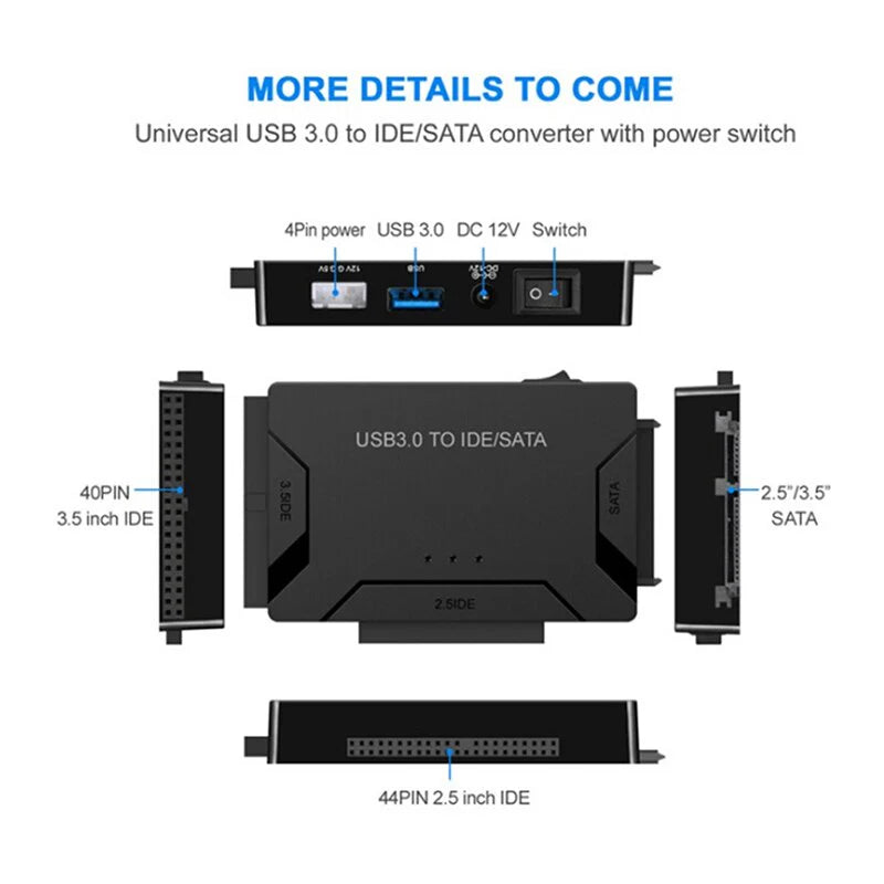 SATA to USB 3.0 IDE Adapter USB 3.0 2.0 SATA for 2.5 3.5 Hard Disk Drive HDD SSD Converter IDE SATA Adapter Cable for Laptops