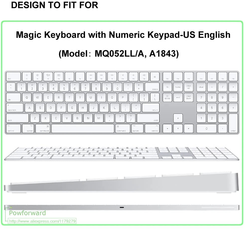 For Imac Wired Apple Keyboard A1243 A1843 MB110LL/B with Numeric Keypad US Version Silicone Keyboard Cover Protector Skin