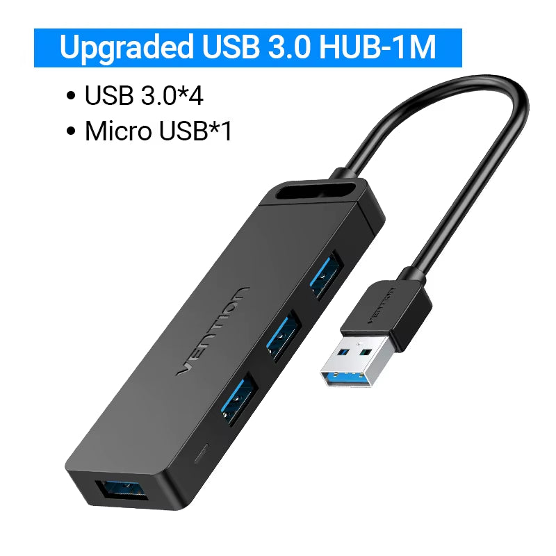 USB HUB 3.0 HUB USB 2.0 HUB Multi USB Splitter Adapter 4 Ports Speed with Micro USB Charging Port for PC Laptop HUB USB