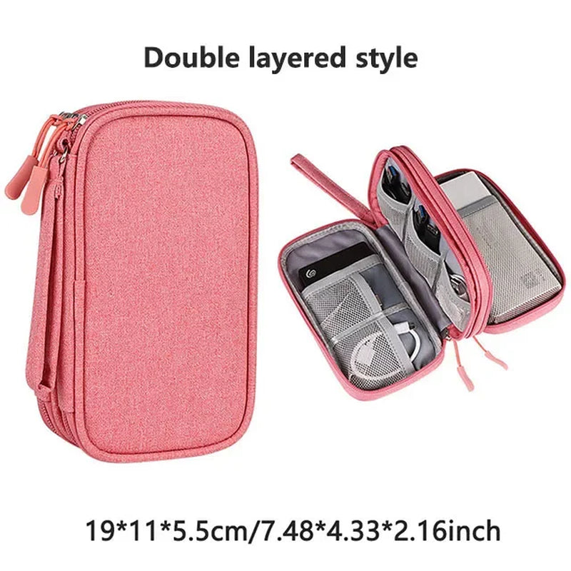 Multi-Layer Digital Accessory Storage Bag Dust Proof Power Supply Hard Disk Protective Cover Power Bank Data Cable Storage Bag