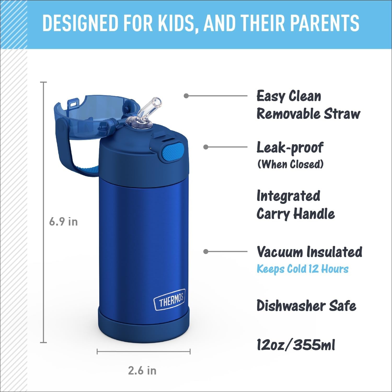 Funtainer 12 Ounce Bottle, Blue