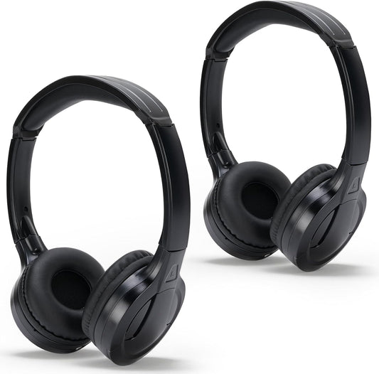 2 Channel Cordless IR Headset Foldable Headphones,Infrared Headphones IR Stereo O Headphone Earphone for Car Headrest DVD