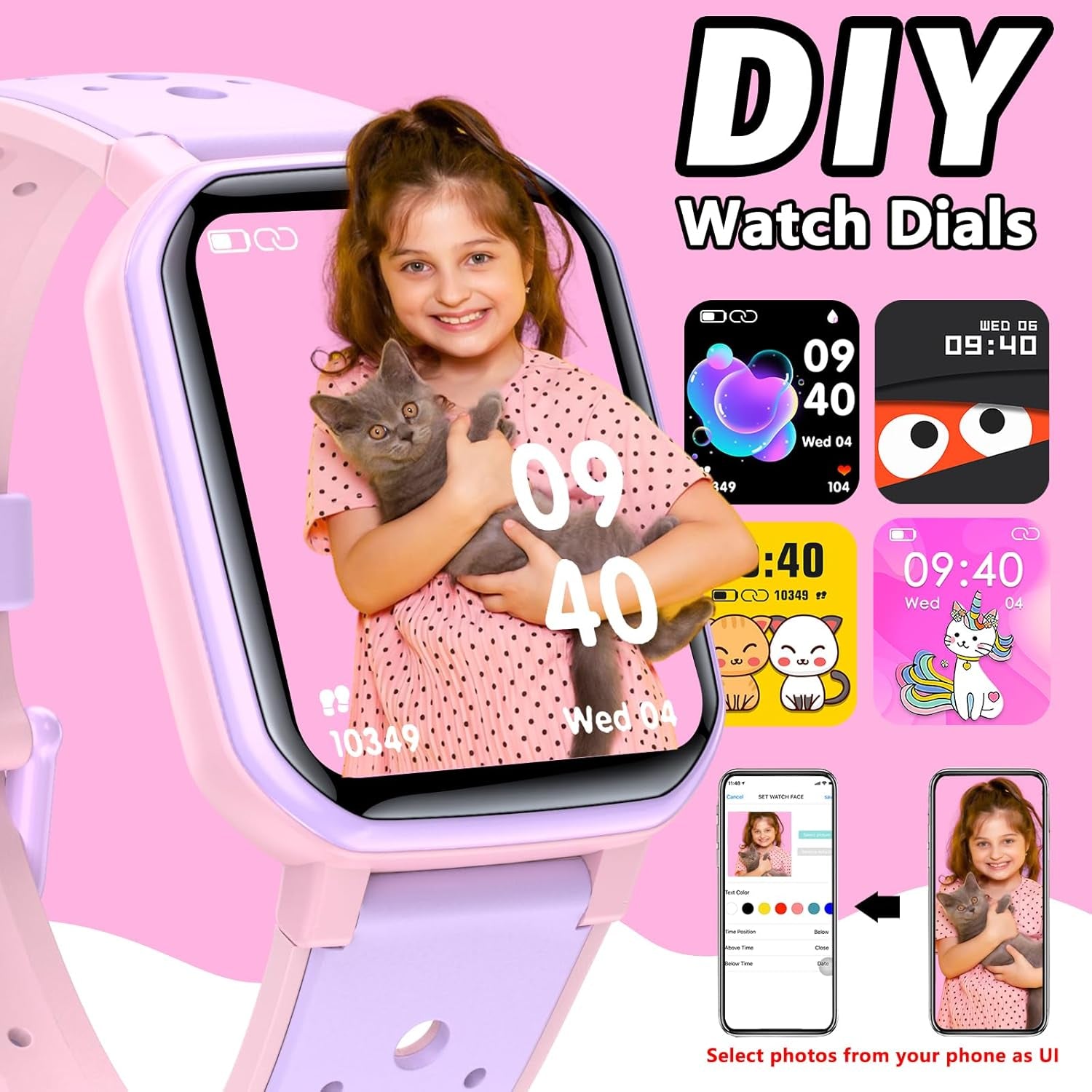 Smart Watch for Kids Teens, Fitness Tracker Boy Girls Watch with 19 Sport Modes, Pedometer, Sleep Monitor, Kids Watch Birthday Gifts Toy Gift for Girls Boys 6-16 (Purple)