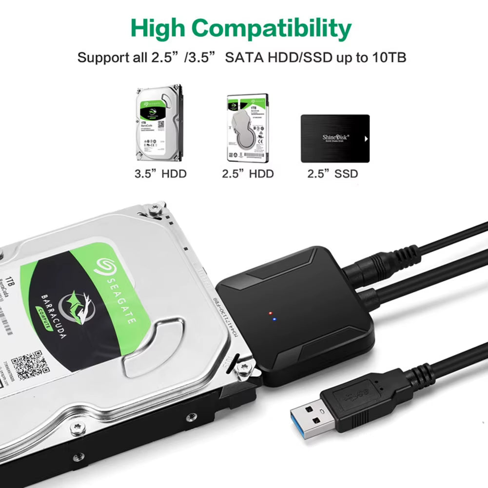 Portable USB 3.0 to SATA Convert Cable Durable Fast Transmission Support 2.5/3.5 Inch External SSD HDD Hard Drive Adapter
