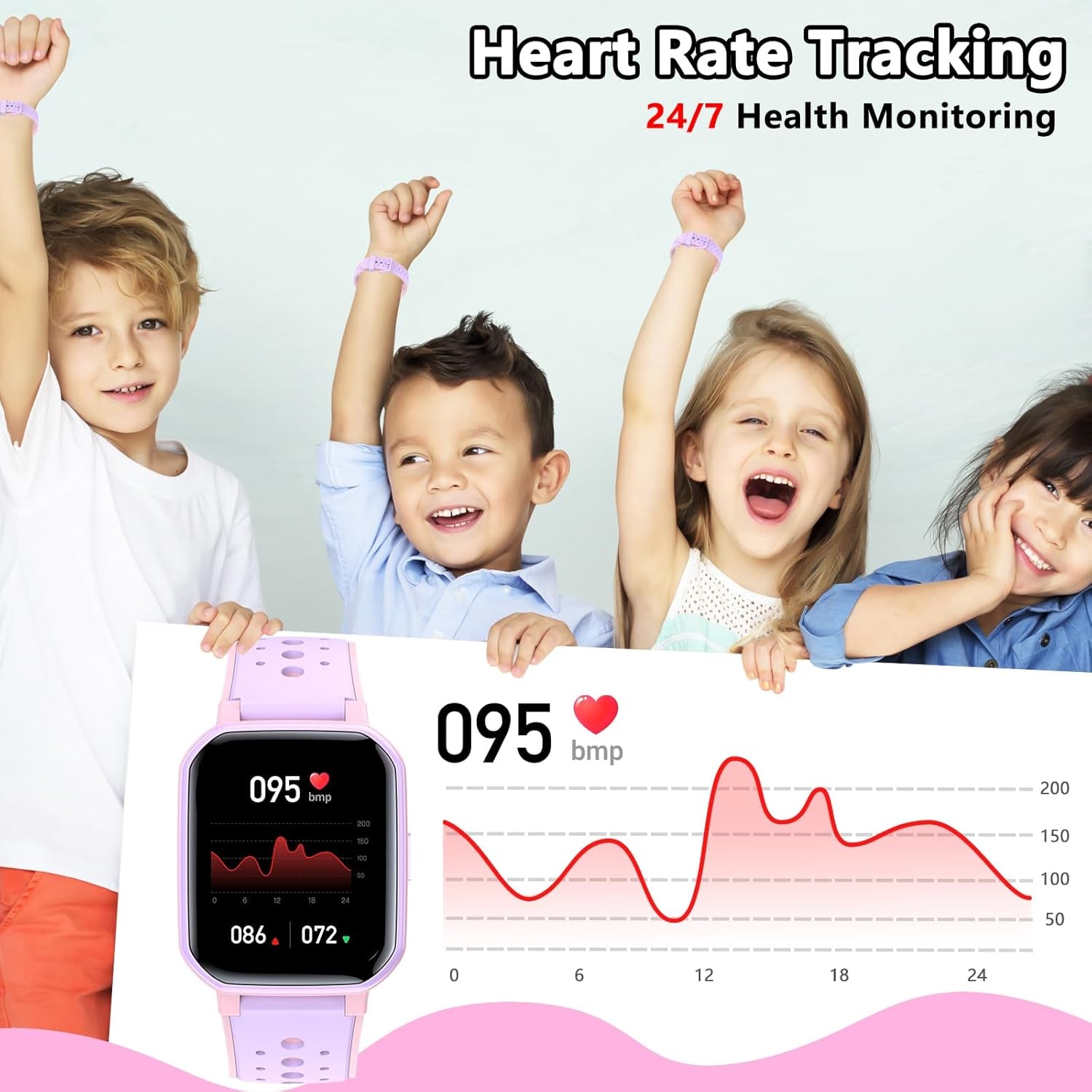 Smart Watch for Kids Teens, Fitness Tracker Boy Girls Watch with 19 Sport Modes, Pedometer, Sleep Monitor, Kids Watch Birthday Gifts Toy Gift for Girls Boys 6-16 (Purple)