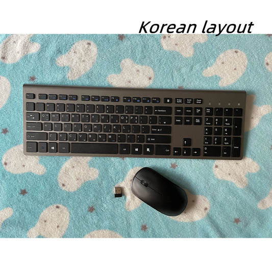 Wireless Keyboard and Mouse Combination, 2.4 Gigahertz Stable Connection Rechargeable Battery, Uk/France/Korean/Spain/Us Layout