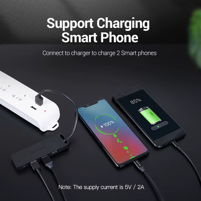 USB HUB 3.0 HUB USB 2.0 HUB Multi USB Splitter Adapter 4 Ports Speed with Micro USB Charging Port for PC Laptop HUB USB