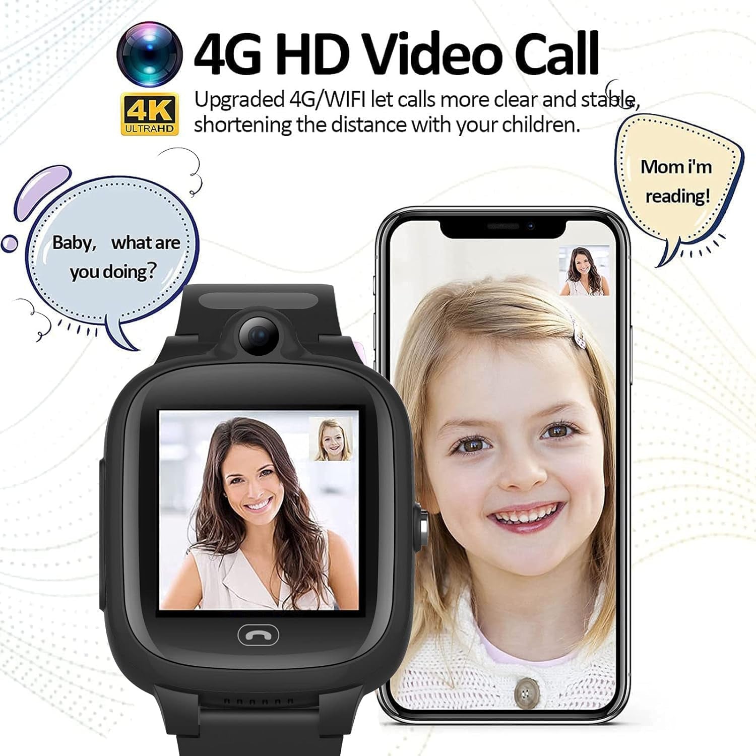 4G GPS Smart Watch Elderly Kid 3-15 Years Old Kids Global Real-Time Tracking Watches Waterproof Cell Phone Watch Child Video Chat Device SOS Alarm Camera Geo-Fence Pedometer Anti-Lost Tracker Locator