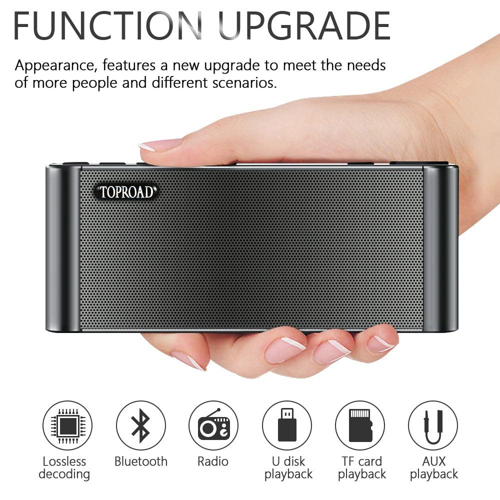 HIFI Bluetooth Speaker Portable Wireless Super Bass Dual Speakers Soundbar with Mic TF FM Radio USB Sound Box
