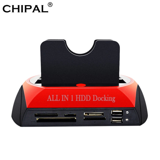 All in 1 HDD Docking Station USB 2.0 to 2.5" 3.5" IDE SATA Esata External HD Box Hard Disk Drive Enclosure Card Reader