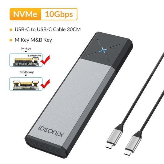 SSD Case M.2 Nvme SATA Enclosure Dual Protocol Case NVME PCIE NGFF SATA External Hard Drive Box Support UASP for Laptop