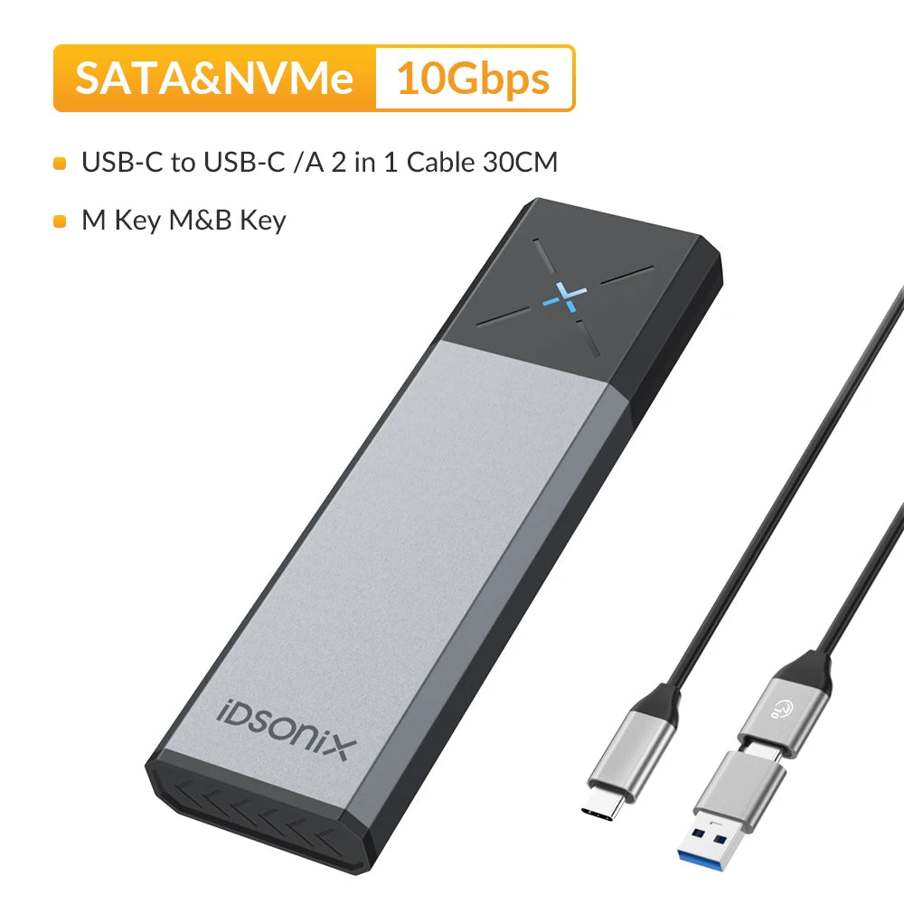 SSD Case M.2 Nvme SATA Enclosure Dual Protocol Case NVME PCIE NGFF SATA External Hard Drive Box Support UASP for Laptop