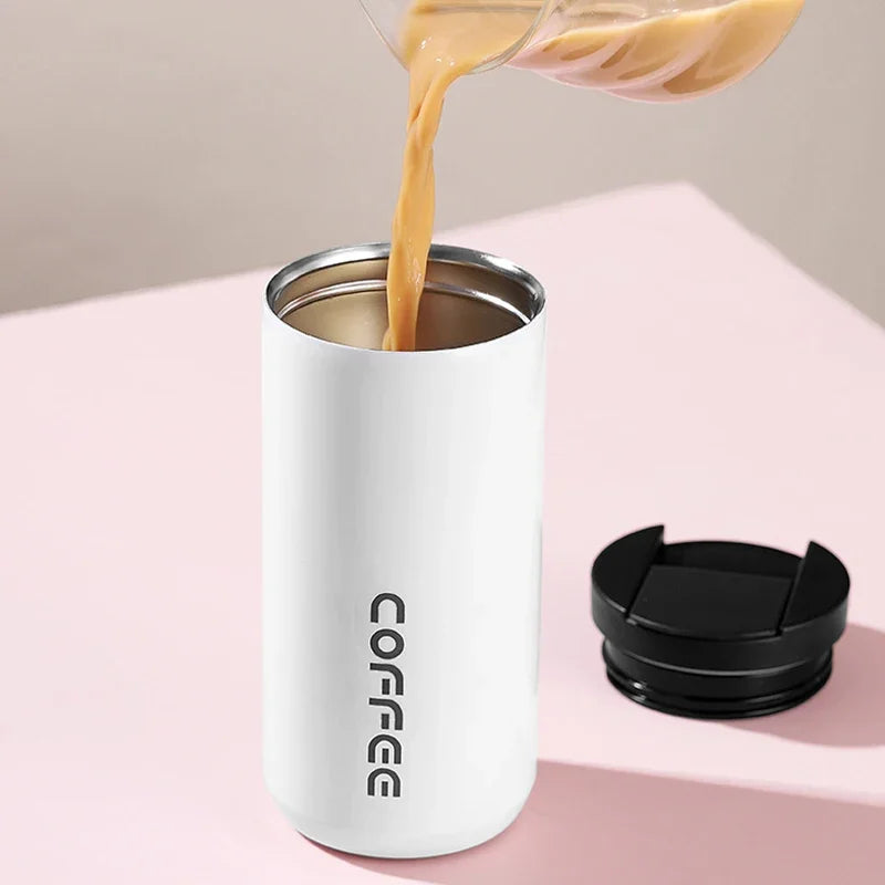 Stainless Steel Coffee Mug with Lid Thermal Cup Thermos for Water Cafe Travel Drinkware Insulated Water Bottle 400Ml