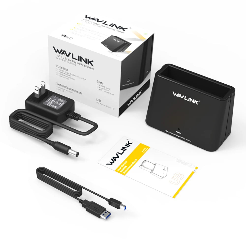 High Speed USB 3.0 to SATA Dual Bay External Hard Drive Docking Station 5Gbps for 2.5/3.5" SSD HDD Fast Offline Clone