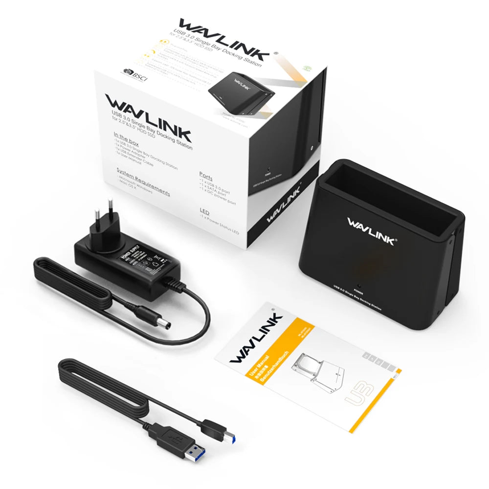 High Speed USB 3.0 to SATA Dual Bay External Hard Drive Docking Station 5Gbps for 2.5/3.5" SSD HDD Fast Offline Clone