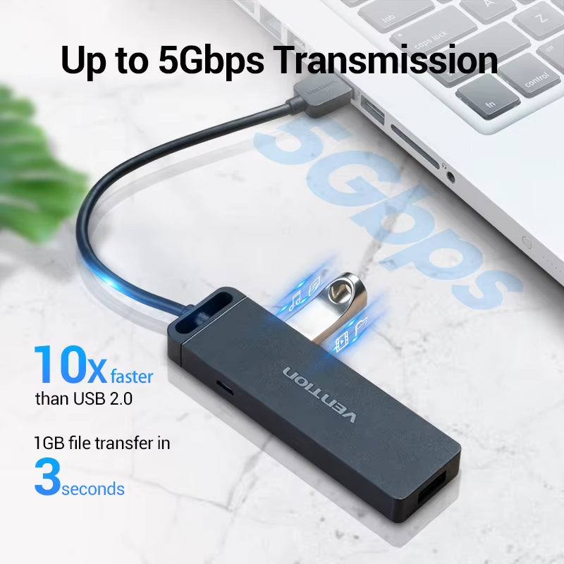 USB HUB 3.0 HUB USB 2.0 HUB Multi USB Splitter Adapter 4 Ports Speed with Micro USB Charging Port for PC Laptop HUB USB