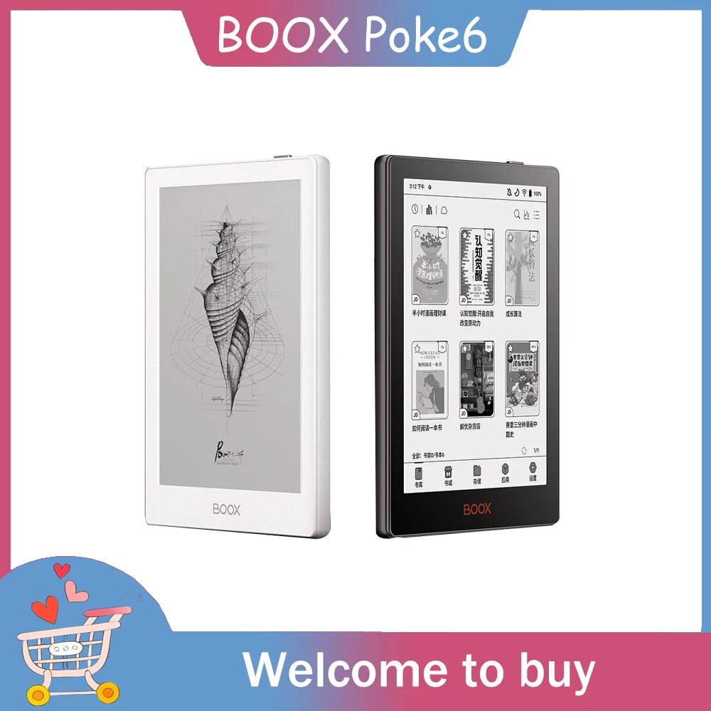 BOOX Poke6 Poke6S Black 6-Inch E-Book Reader Smart Reading Portable Electronic Notebook 300Ppi Backlight Bluetooth