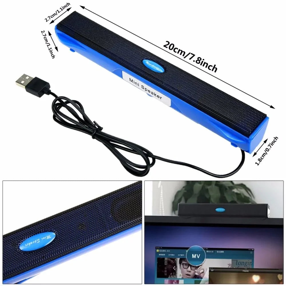 Portable USB Wired Computer Speaker Audio Music Player Speakers Amplifier Loudspeaker Compact 3.5Mm Jack Laptop Computer