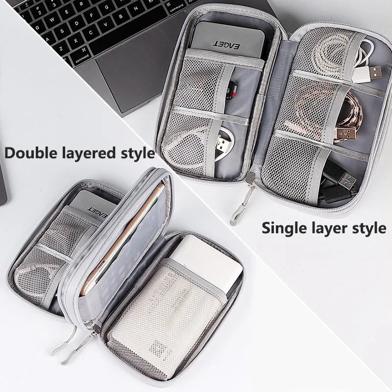 Multi-Layer Digital Accessory Storage Bag Dust Proof Power Supply Hard Disk Protective Cover Power Bank Data Cable Storage Bag
