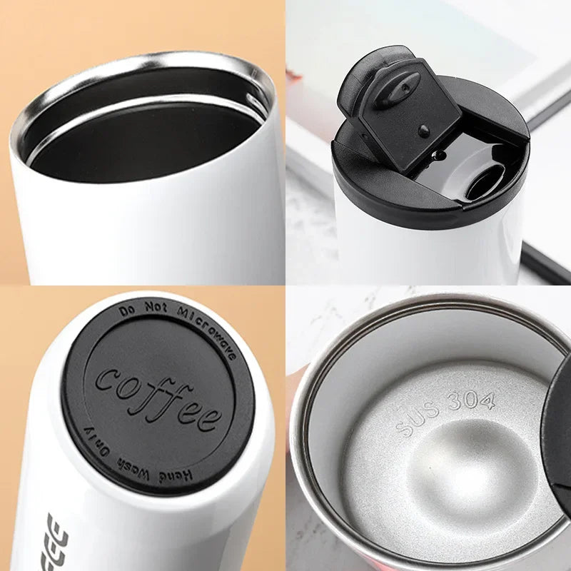 Stainless Steel Coffee Mug with Lid Thermal Cup Thermos for Water Cafe Travel Drinkware Insulated Water Bottle 400Ml