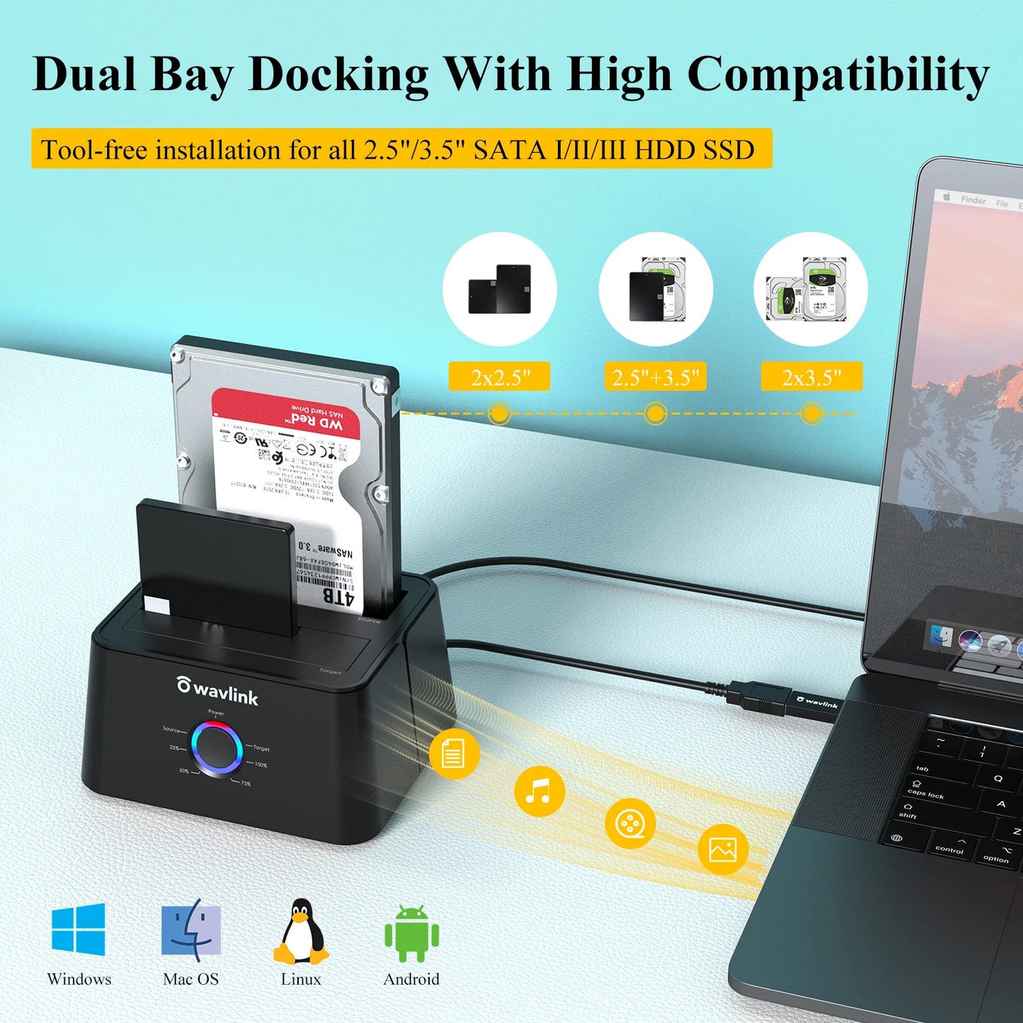 HDD Docking Station Sata Hard Drive Enclosure SATA to USB 3.0 Adapter UASP for 2.5 3.5 SSD Disk Case HD Box Dock