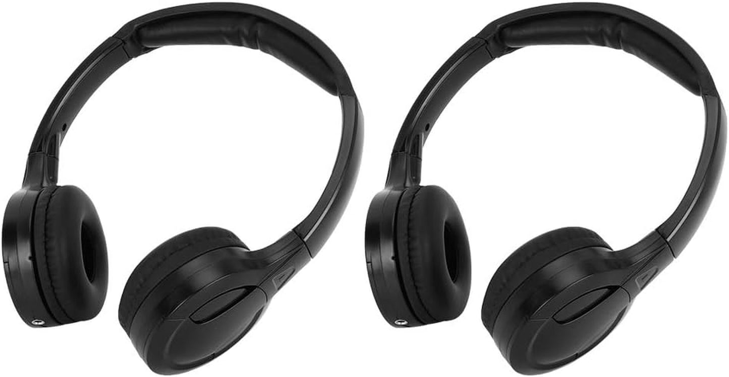 2 Channel Cordless IR Headset Foldable Headphones,Infrared Headphones IR Stereo O Headphone Earphone for Car Headrest DVD
