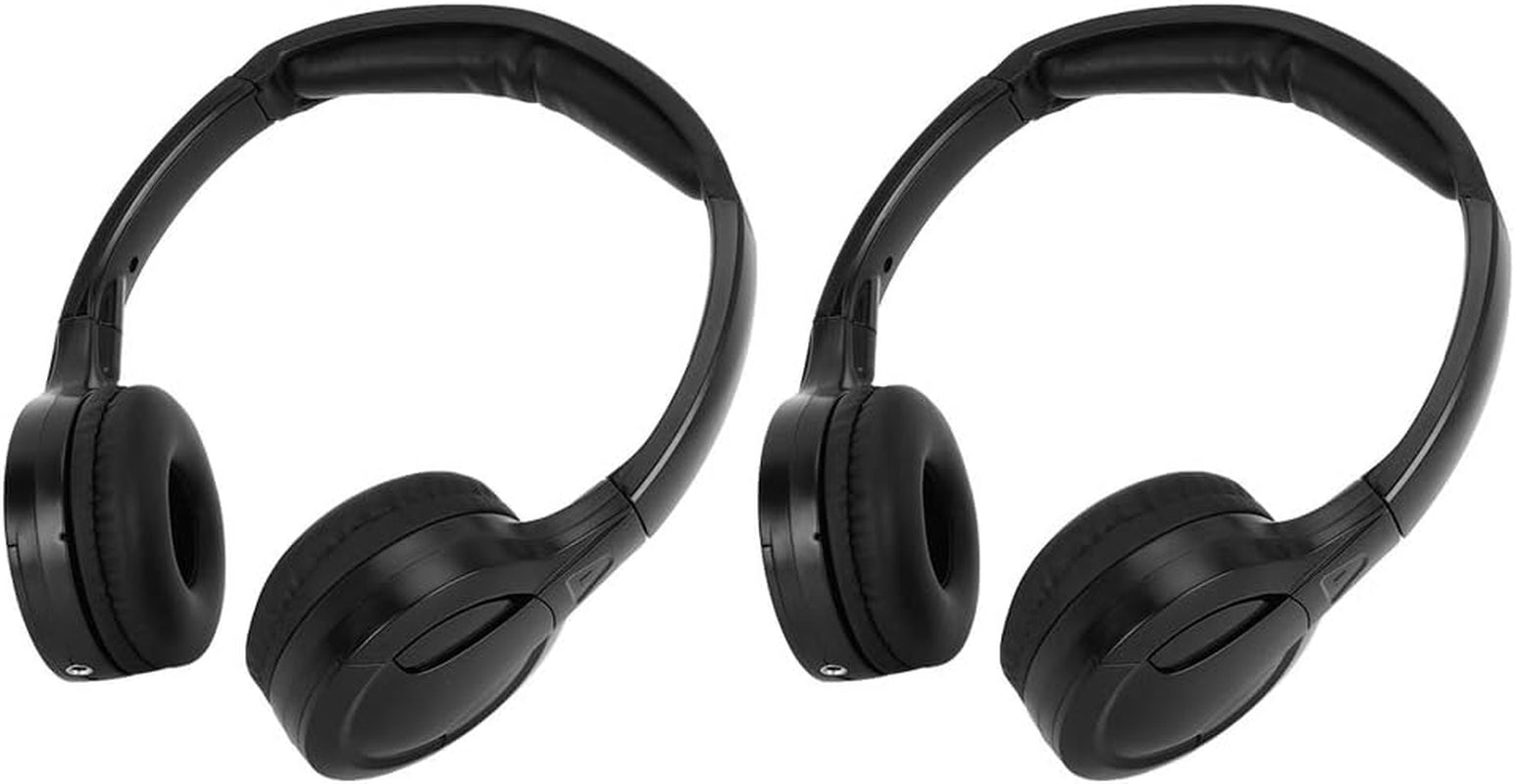 2 Channel Cordless IR Headset Foldable Headphones,Infrared Headphones IR Stereo O Headphone Earphone for Car Headrest DVD