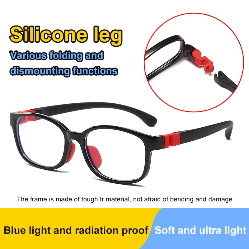 Anti Blue Light Kids Glasses Children Boy Girls Computer Transparent Blocking Reflective Eyeglasses Silicone Soft Frame Eyewear