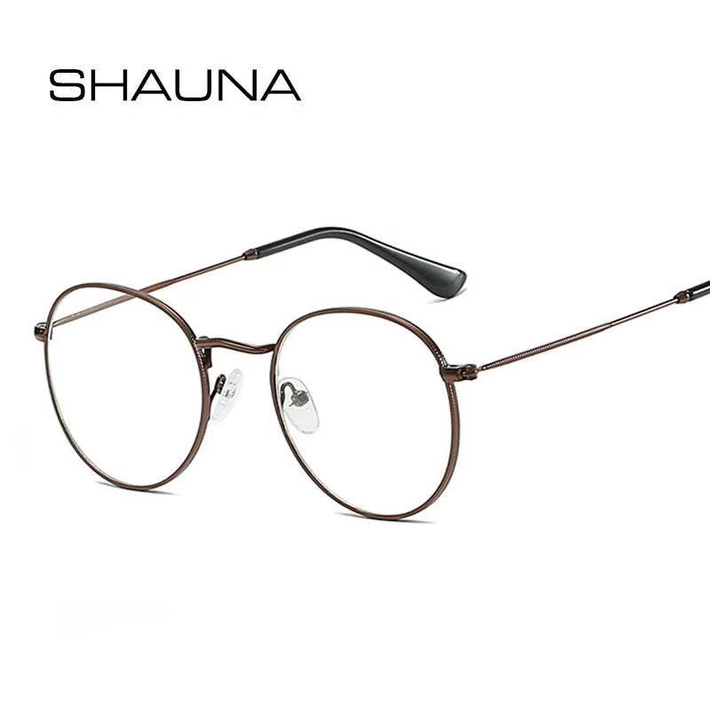 SHAUNA Classic Anti-Blue Light Glasses Frame Brand Designer Fashion round Metal Optical Frames Computer Glasses