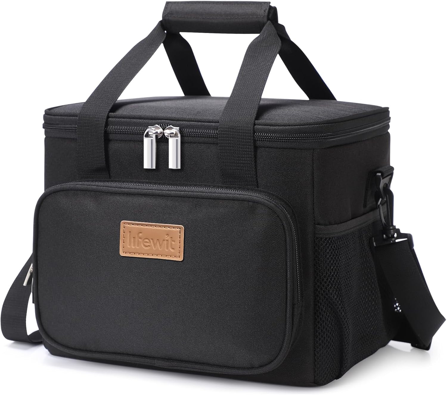 Lunch Bag for Men, Insulated Lunch Box Leakproof Soft Cooler Cooling Tote for Adult Women, Waterproof Reusable Lunch Bags for Work Office Outdoor Picnic Camping, Black, 12-Can (9L)