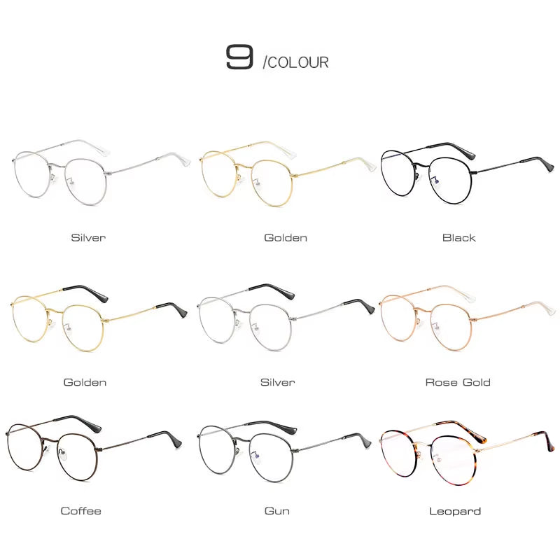 SHAUNA Classic Anti-Blue Light Glasses Frame Brand Designer Fashion round Metal Optical Frames Computer Glasses