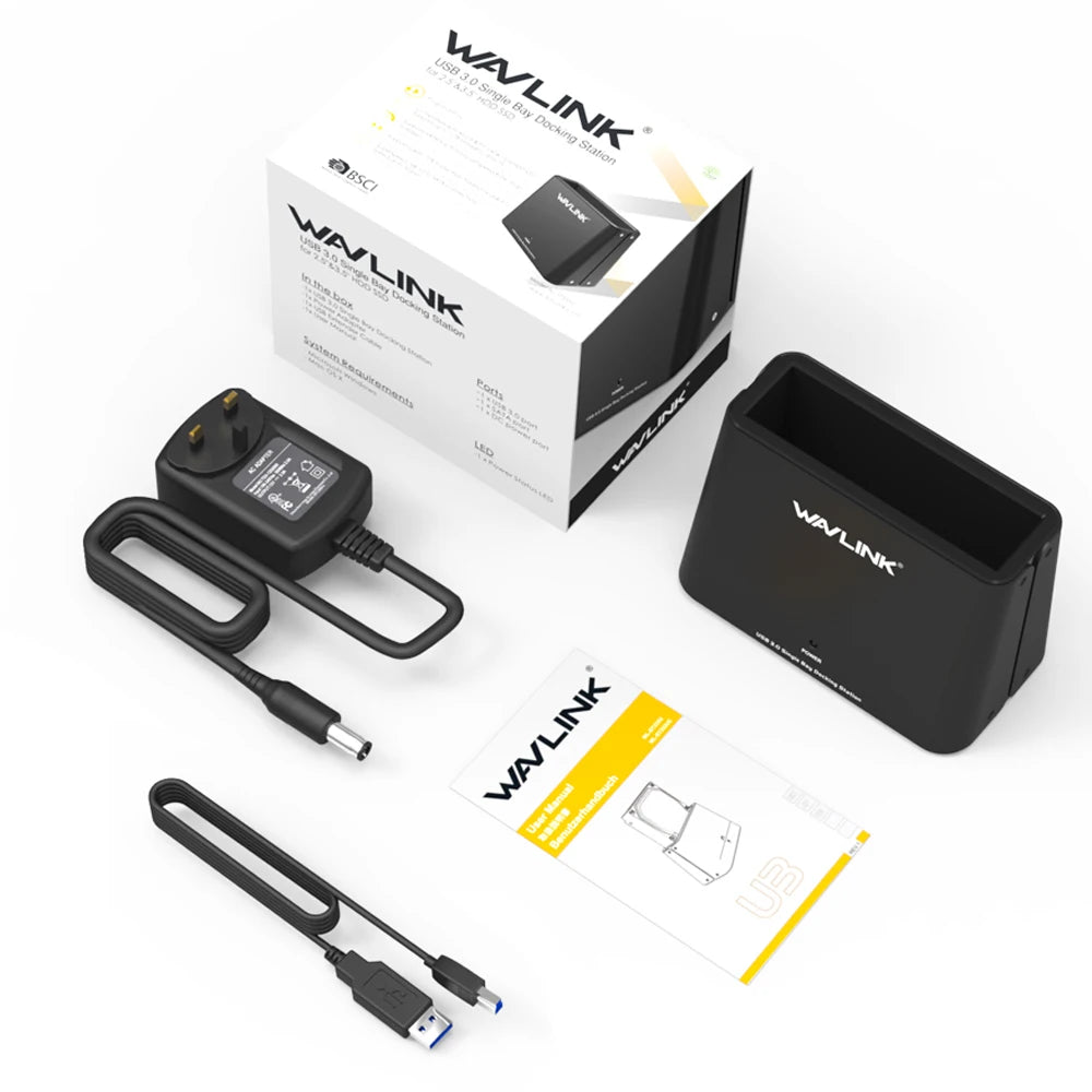 High Speed USB 3.0 to SATA Dual Bay External Hard Drive Docking Station 5Gbps for 2.5/3.5" SSD HDD Fast Offline Clone