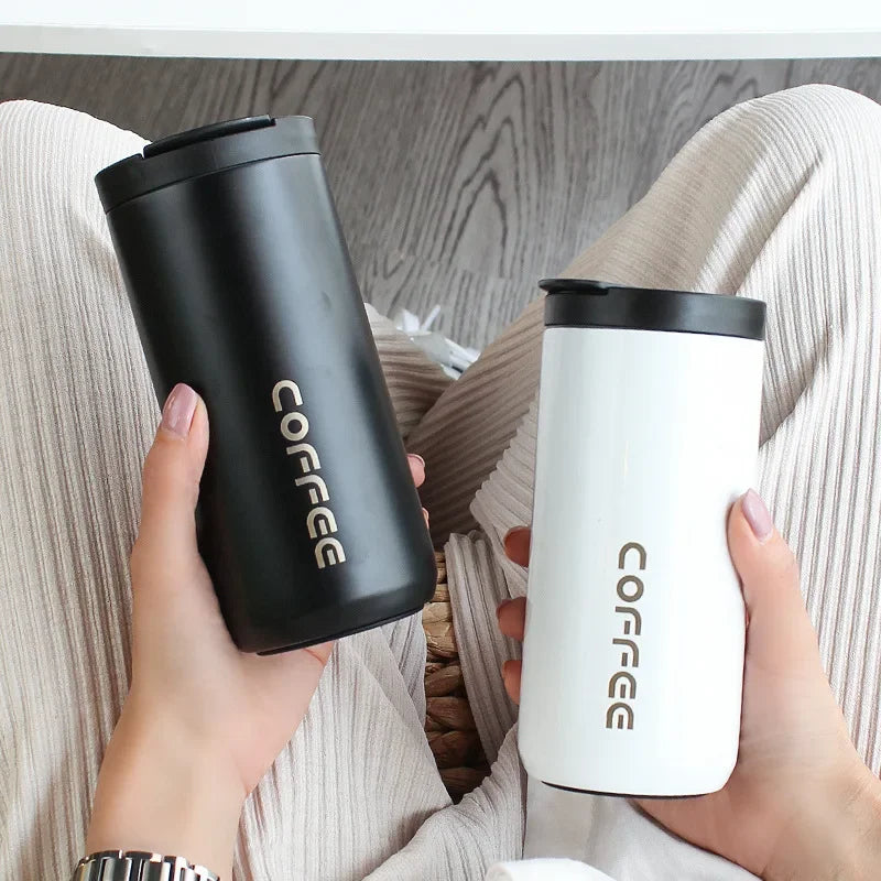 Stainless Steel Coffee Mug with Lid Thermal Cup Thermos for Water Cafe Travel Drinkware Insulated Water Bottle 400Ml