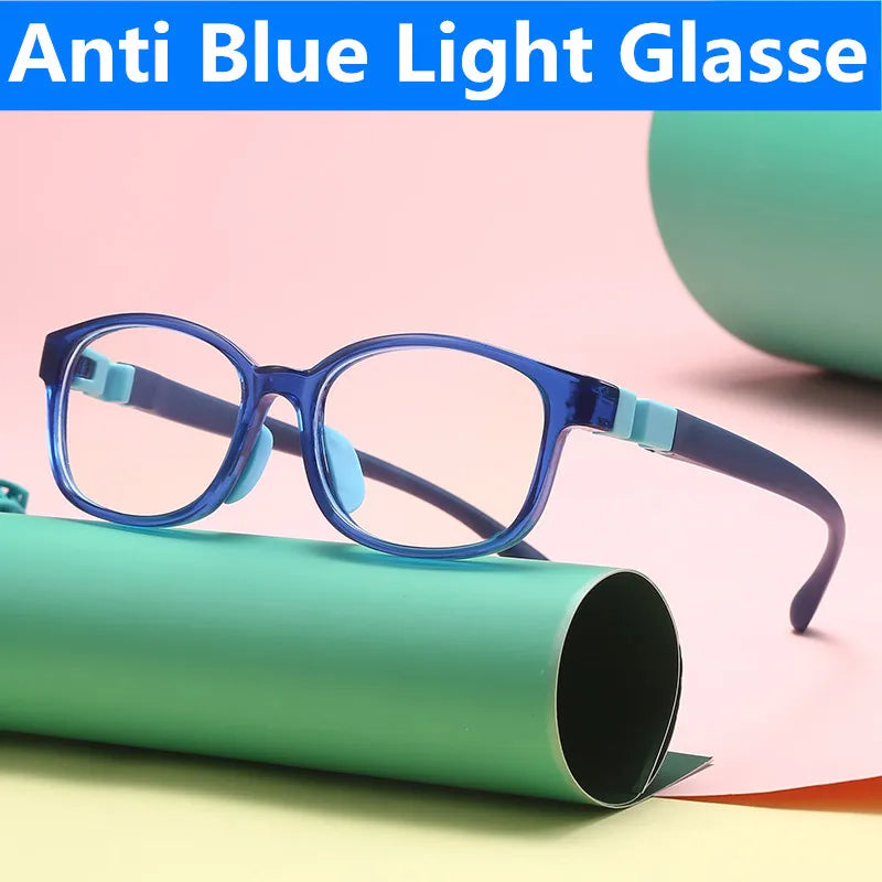 Anti Blue Light Kids Glasses Children Boy Girls Computer Transparent Blocking Reflective Eyeglasses Silicone Soft Frame Eyewear