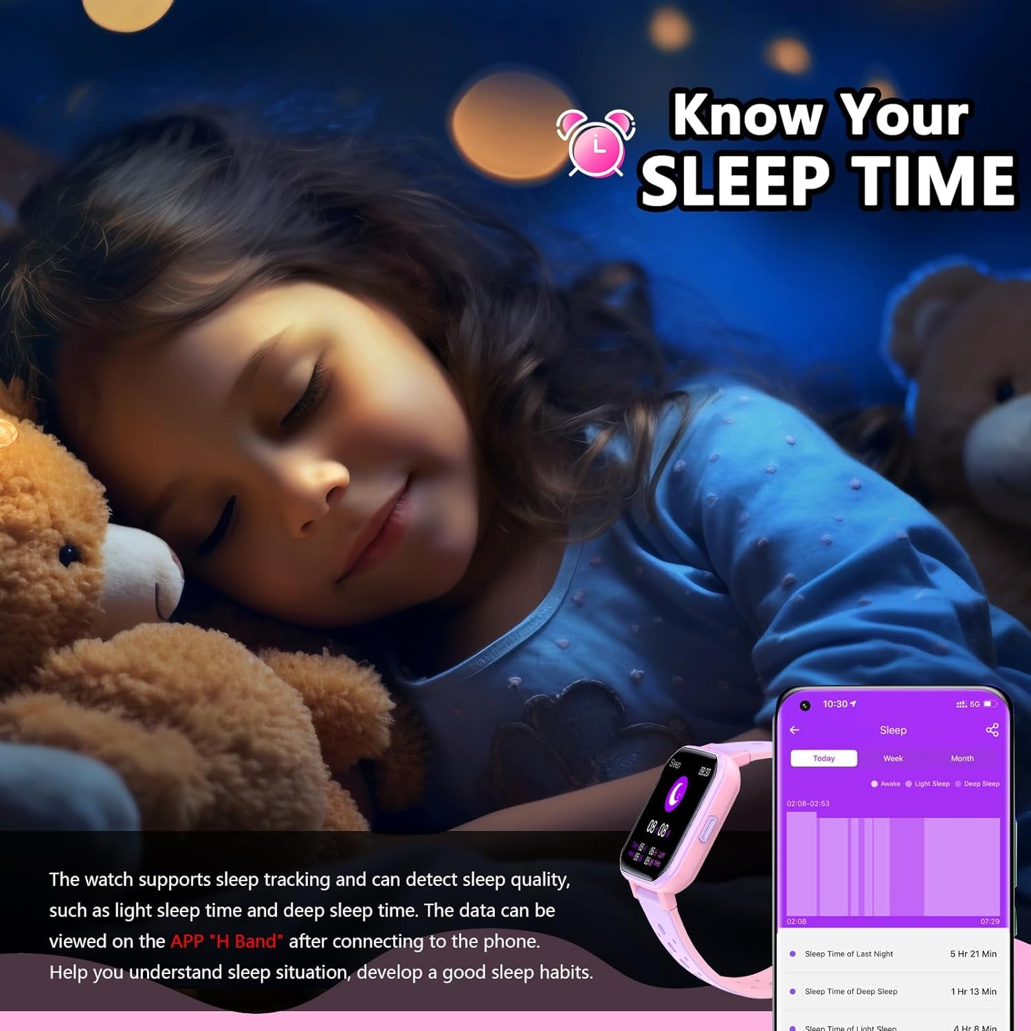 Smart Watch for Kids Teens, Fitness Tracker Boy Girls Watch with 19 Sport Modes, Pedometer, Sleep Monitor, Kids Watch Birthday Gifts Toy Gift for Girls Boys 6-16 (Purple)