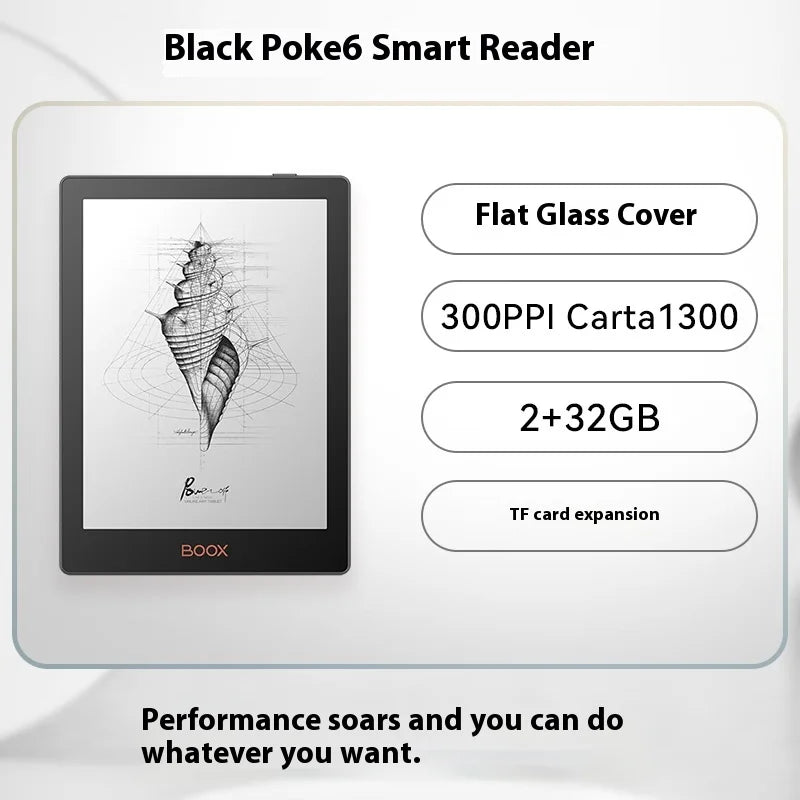 BOOX Poke6 Poke6S Black 6-Inch E-Book Reader Smart Reading Portable Electronic Notebook 300Ppi Backlight Bluetooth