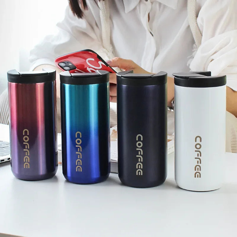 Stainless Steel Coffee Mug with Lid Thermal Cup Thermos for Water Cafe Travel Drinkware Insulated Water Bottle 400Ml