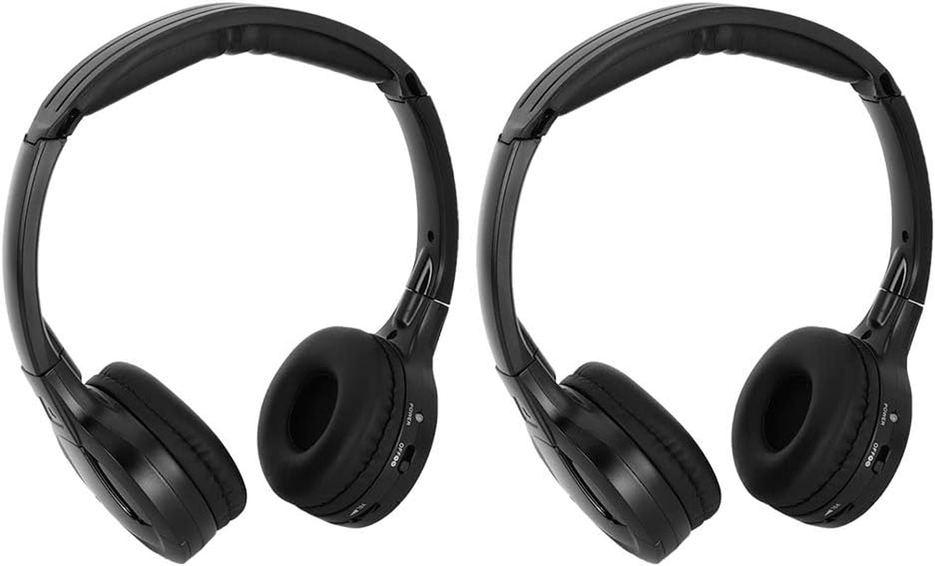 2 Channel Cordless IR Headset Foldable Headphones,Infrared Headphones IR Stereo O Headphone Earphone for Car Headrest DVD